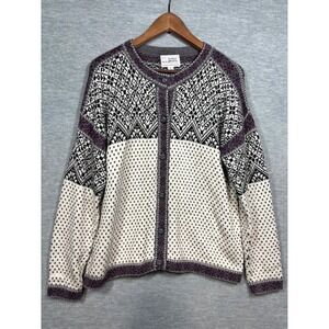 Alpaca Imports Ladies Cardigan Sweater L Fair Isle Knit Button Front